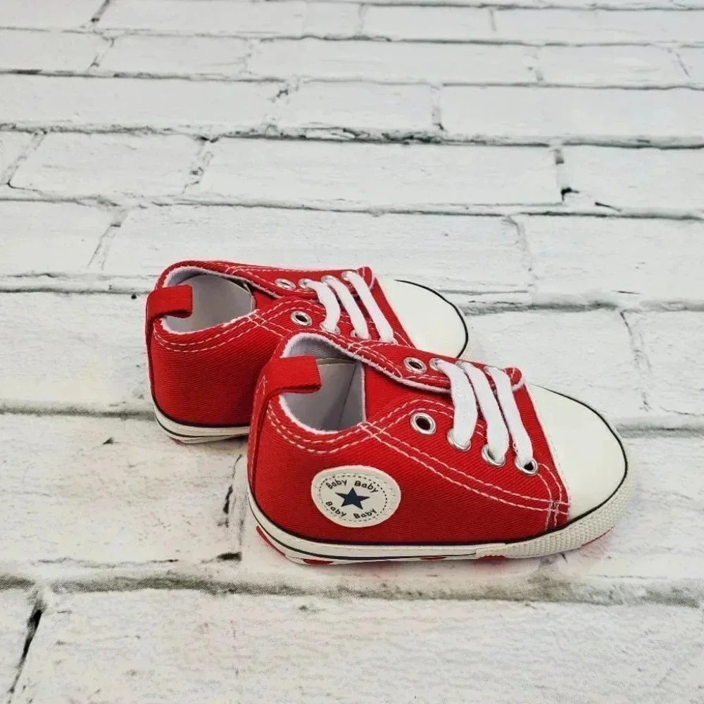 Infant Size 5 Red Soft Sole Baby Shoes, Baby sneakers for girls or boys